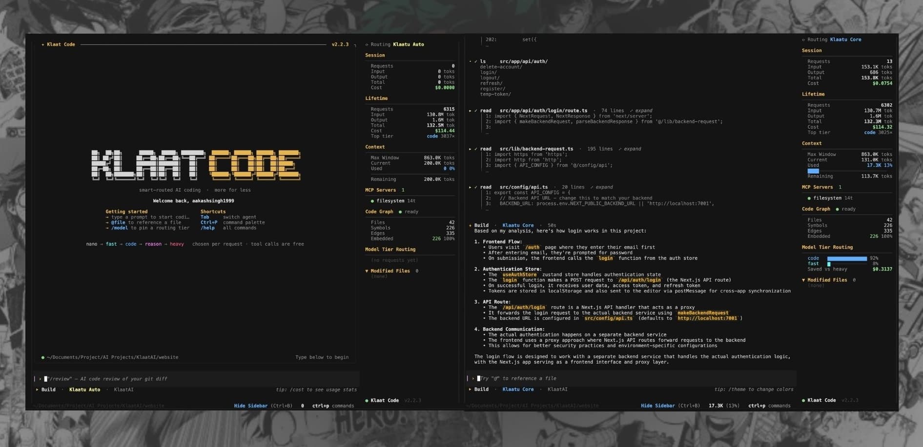 Klaat Code 界面截图