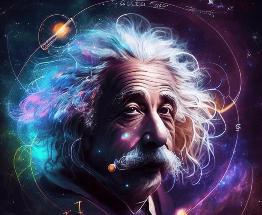 爱因斯坦在太空中的对数公式图旁