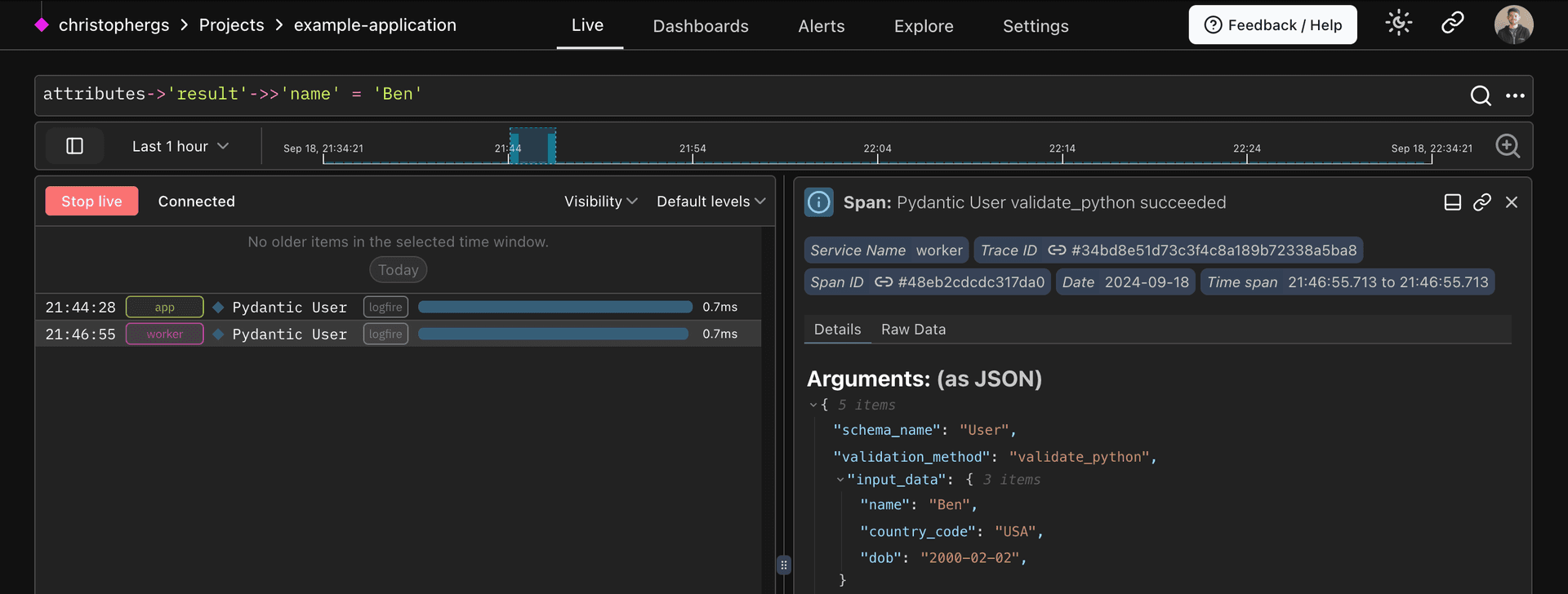 Logfire 的 SQL 查询界面