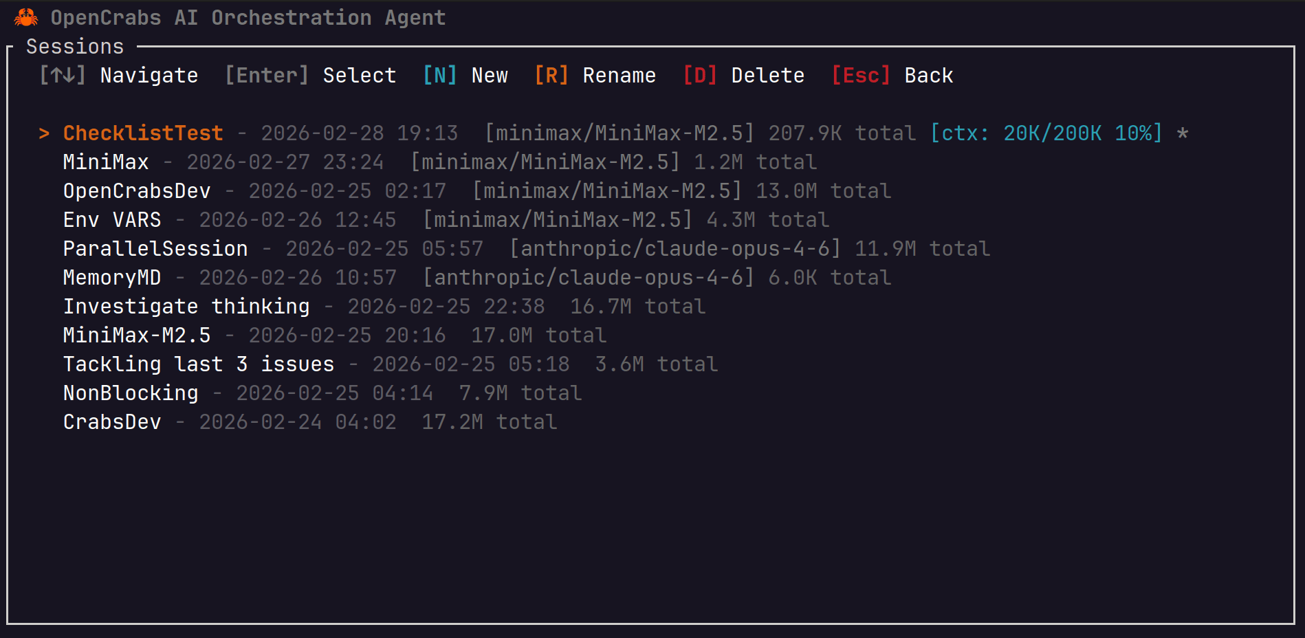 OpenCrabs 界面