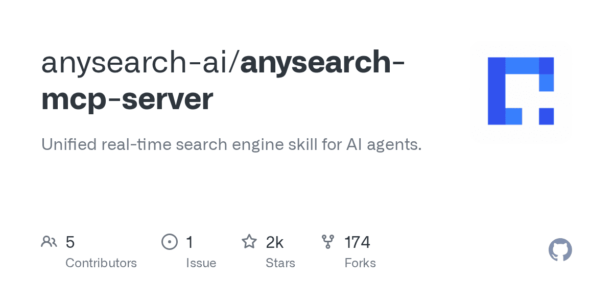AnySearch MCP Server GitHub 社交预览