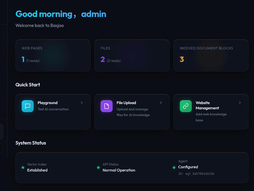 Basjoo 管理后台 Dashboard