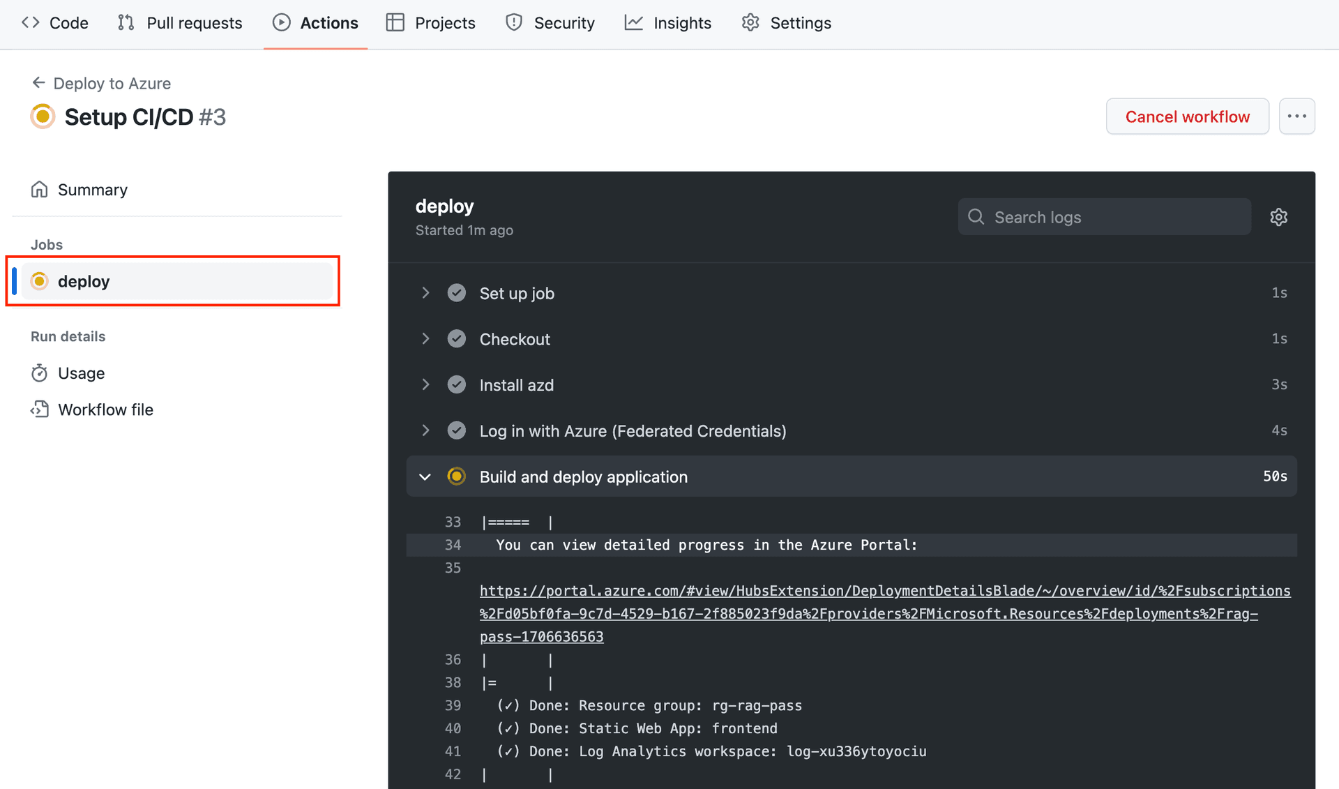 GitHub workflow details