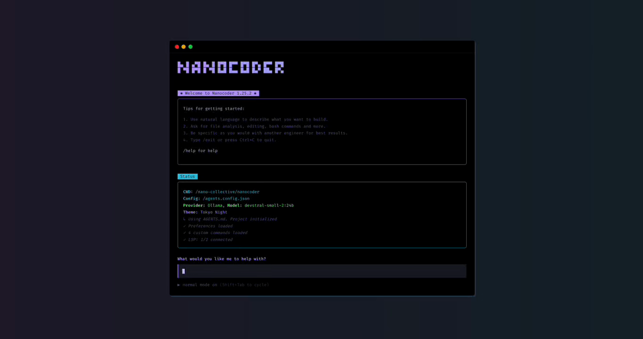 Nanocoder 示例运行效果