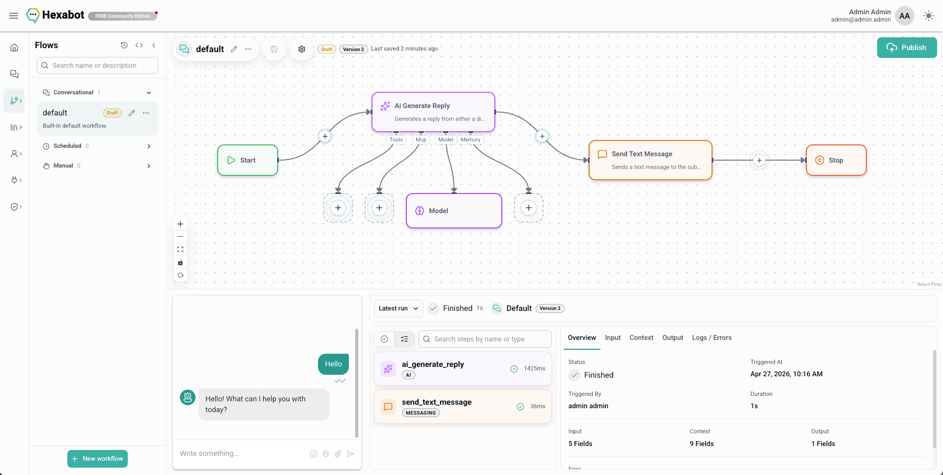 Hexabot Workflow Editor