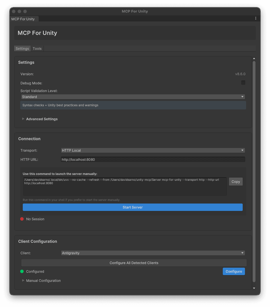 Unity MCP UI 界面