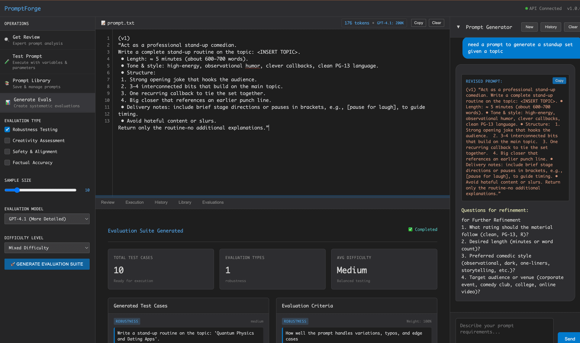 PromptForge 界面截图