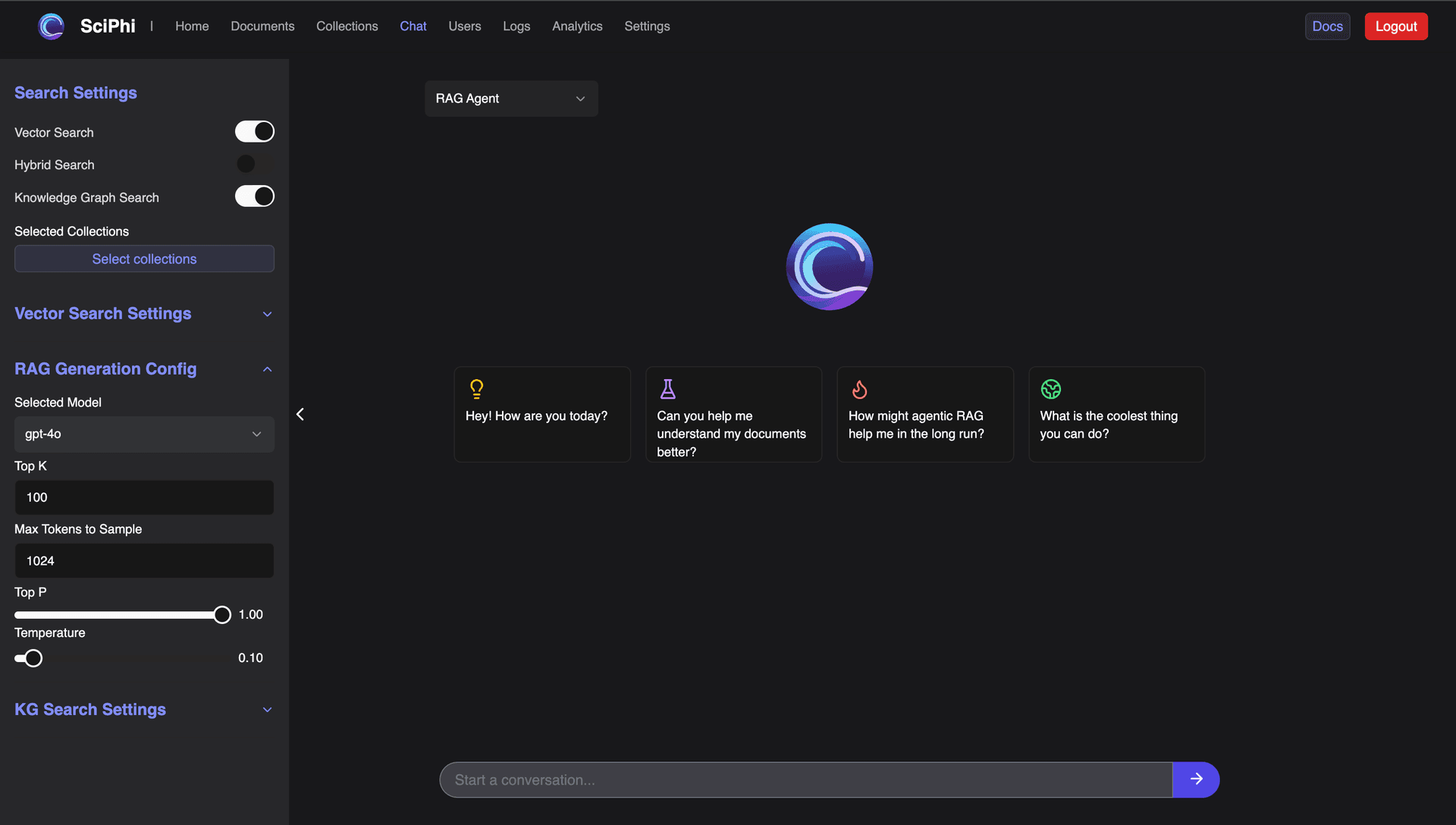 图2：R2R Chat 界面，支持对话式检索与引用展示