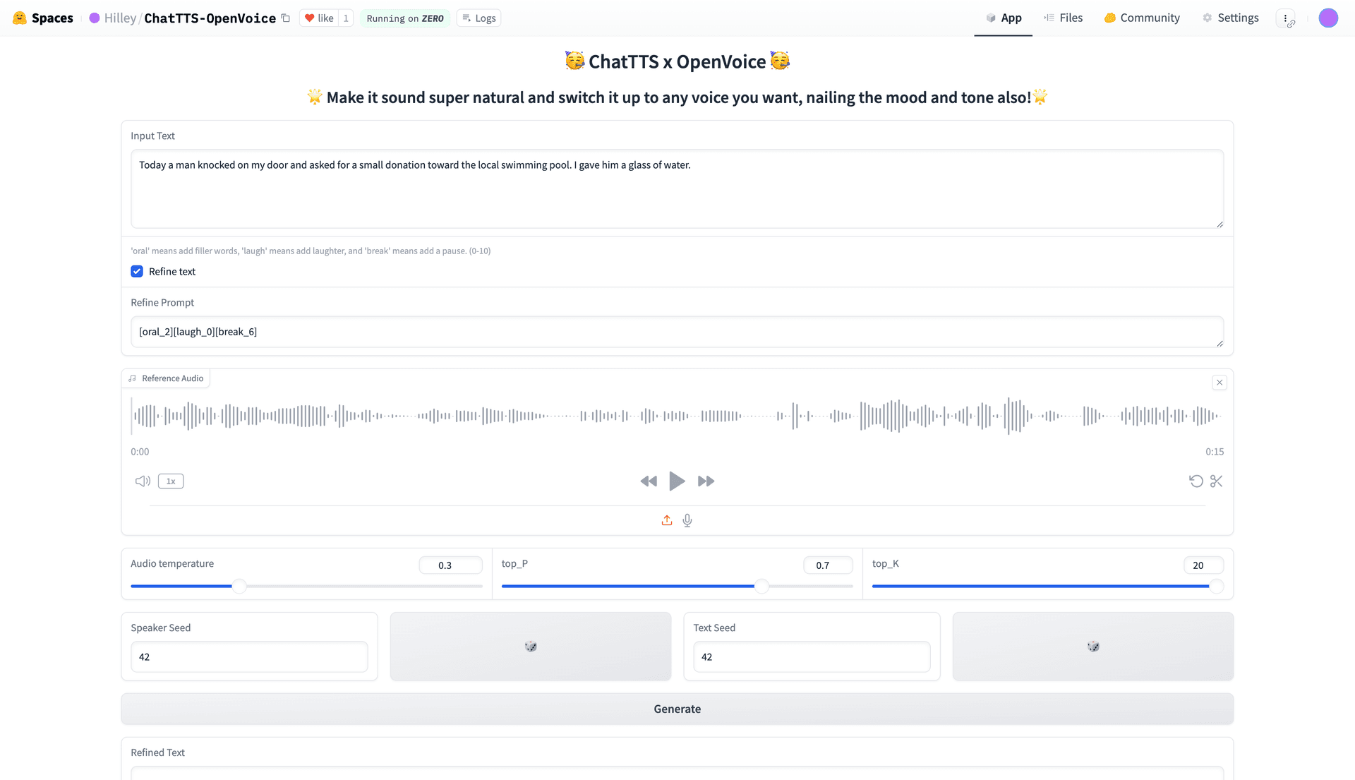 ChatTTS-OpenVoice 运行界面