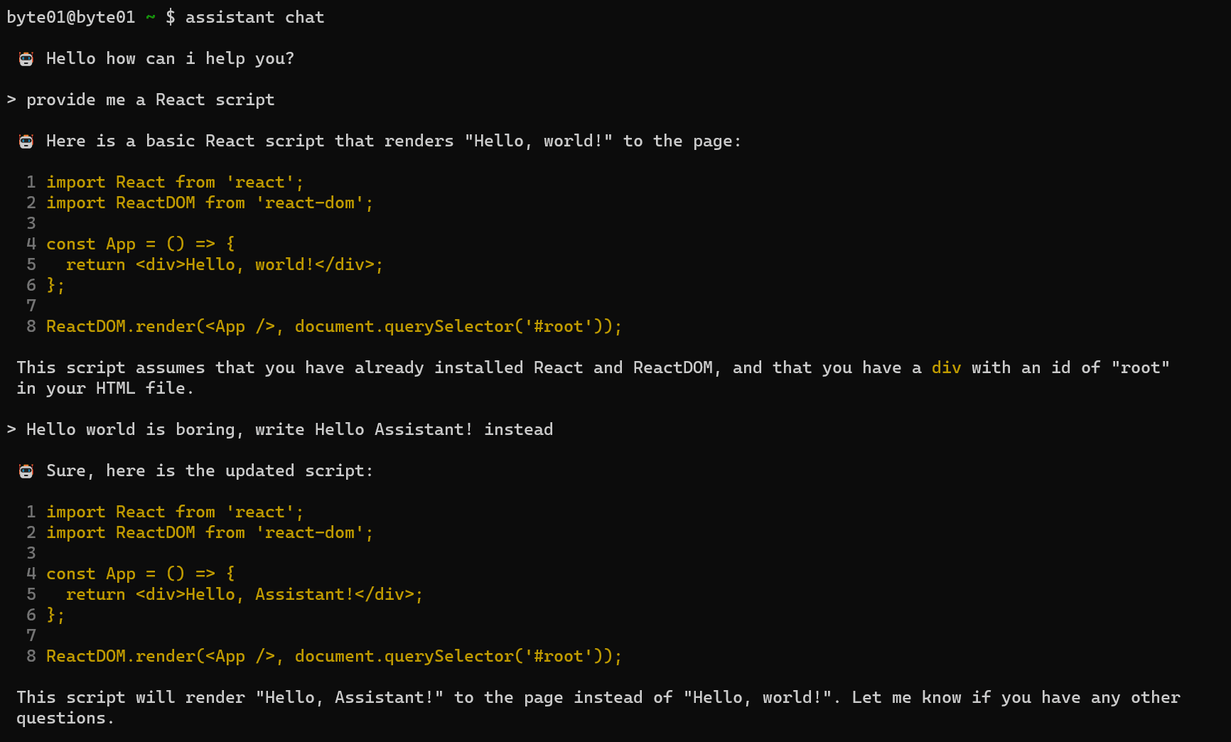 Assistant CLI 对话界面