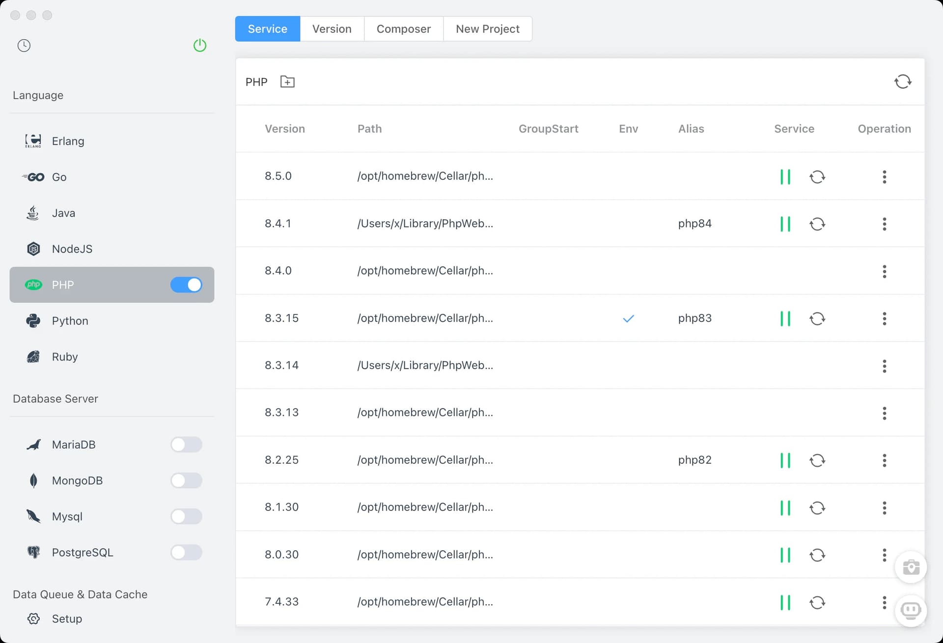 FlyEnv 界面截图1