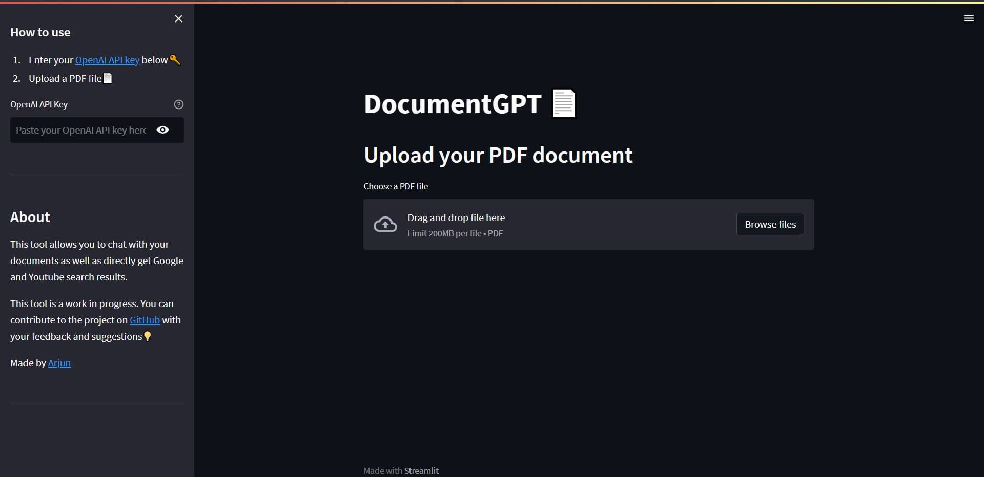 PDF 上传与解析界面