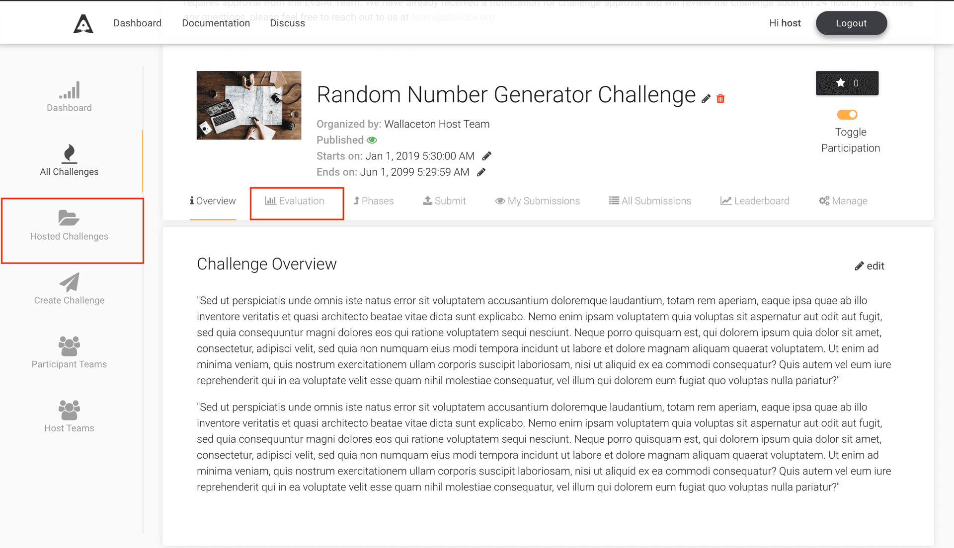 Hosted Challenge Page