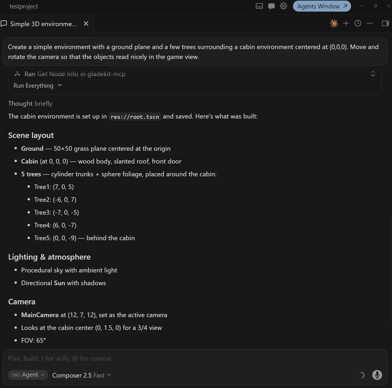 Cursor 中的 GladeKit MCP 界面