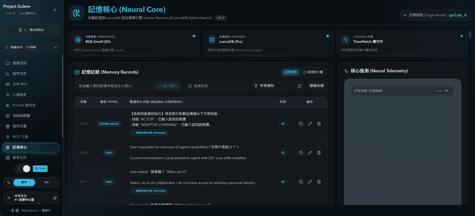 Golem Memory Core