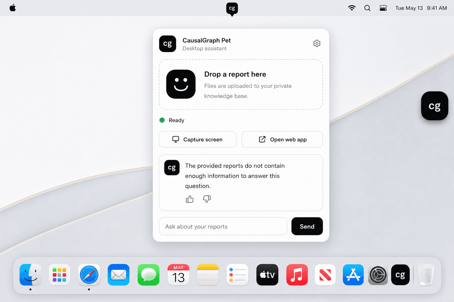 应用界面:macOS 桌面助手形态