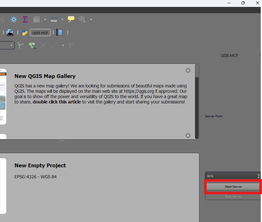 QGIS MCP 启动服务器