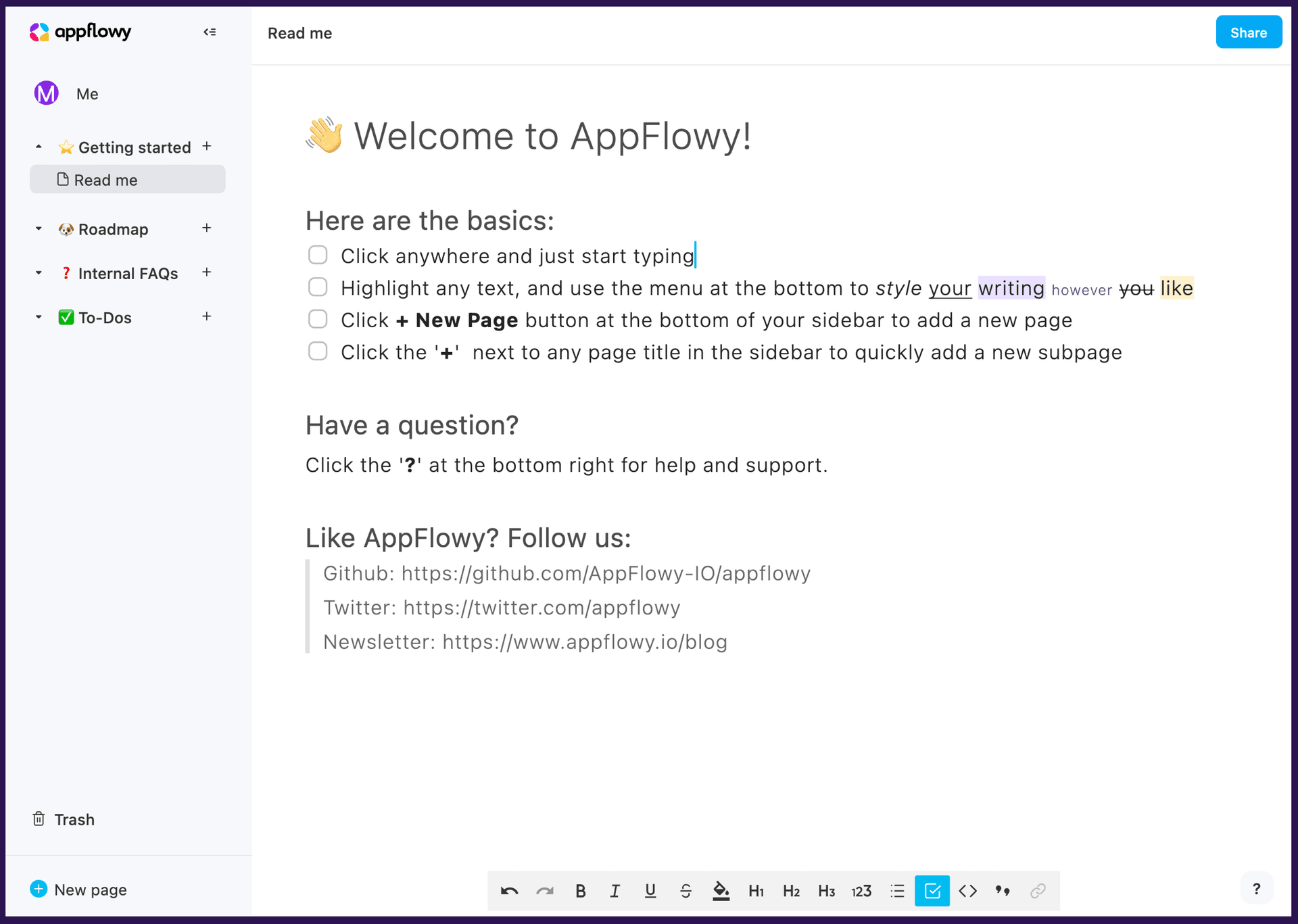 AppFlowy 界面概览