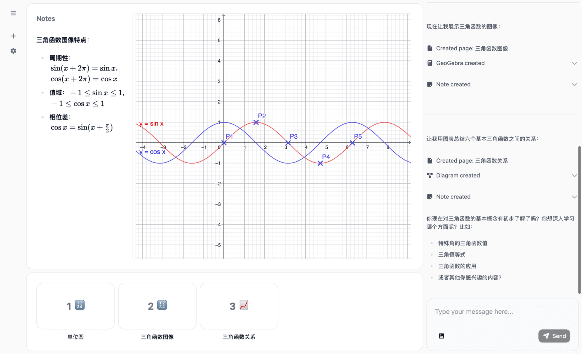 数学画板演示:函数图像与几何标注