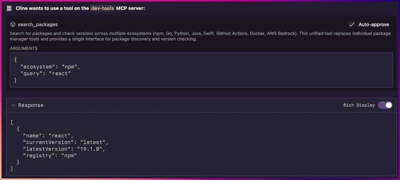 MCP DevTools 截图