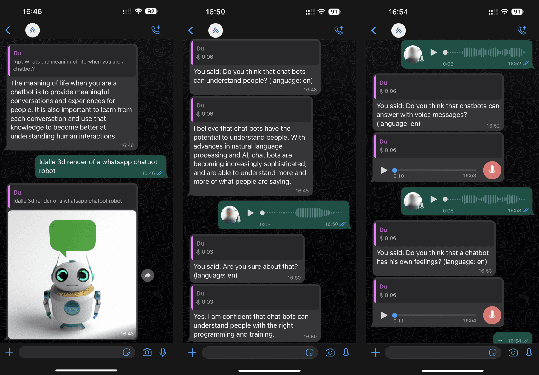 WhatsApp ChatGPT 运行截图