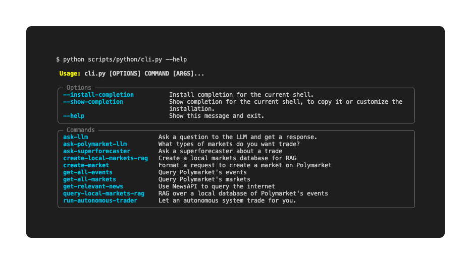 Polymarket Agents CLI 界面