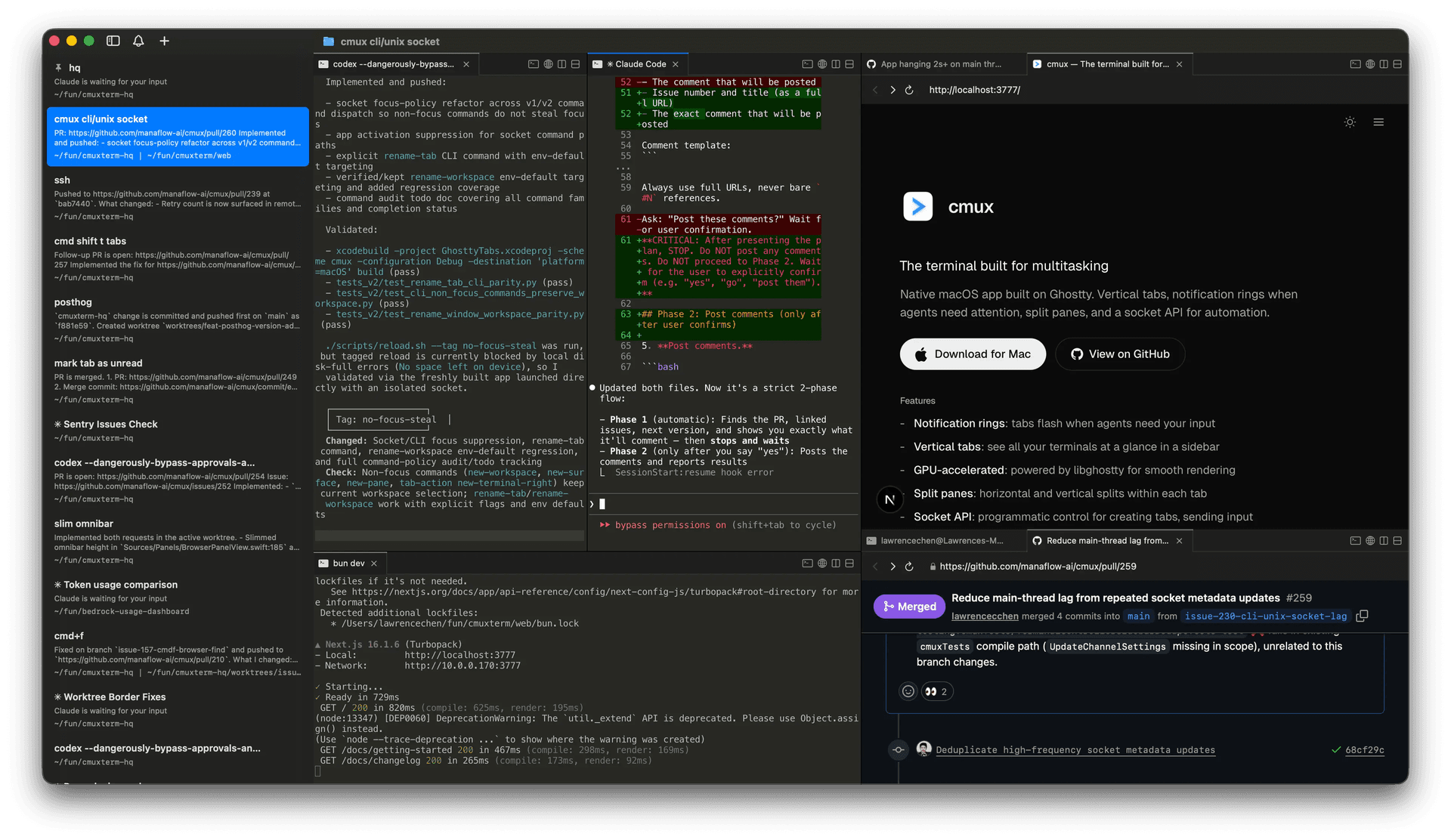 cmux 主界面截图