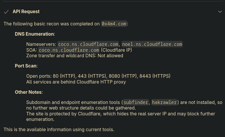 Usage Output