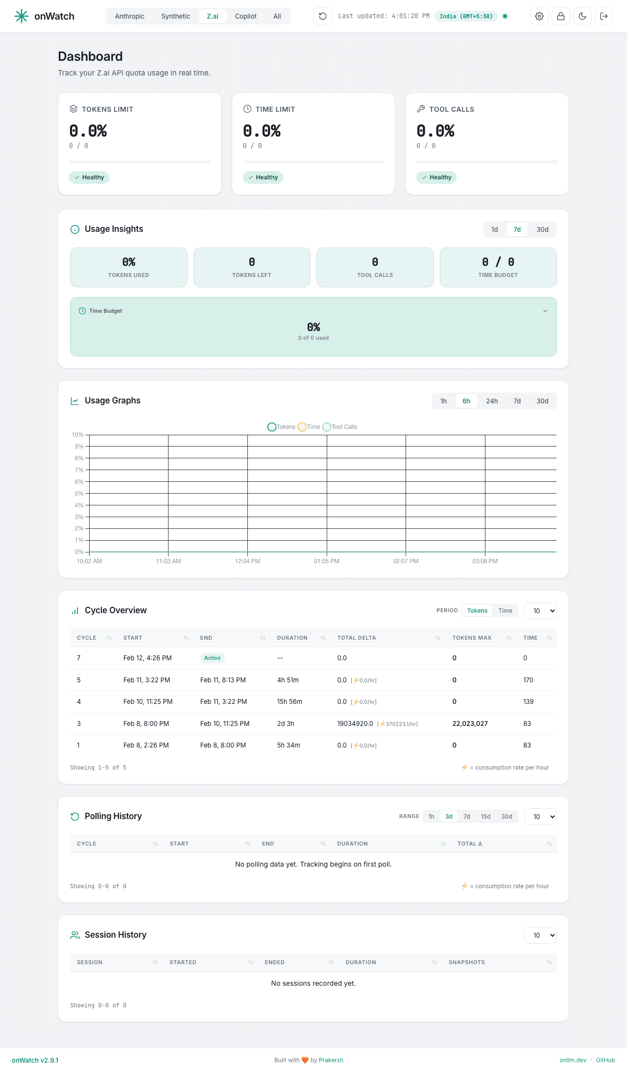 Z.ai Dashboard Light Mode