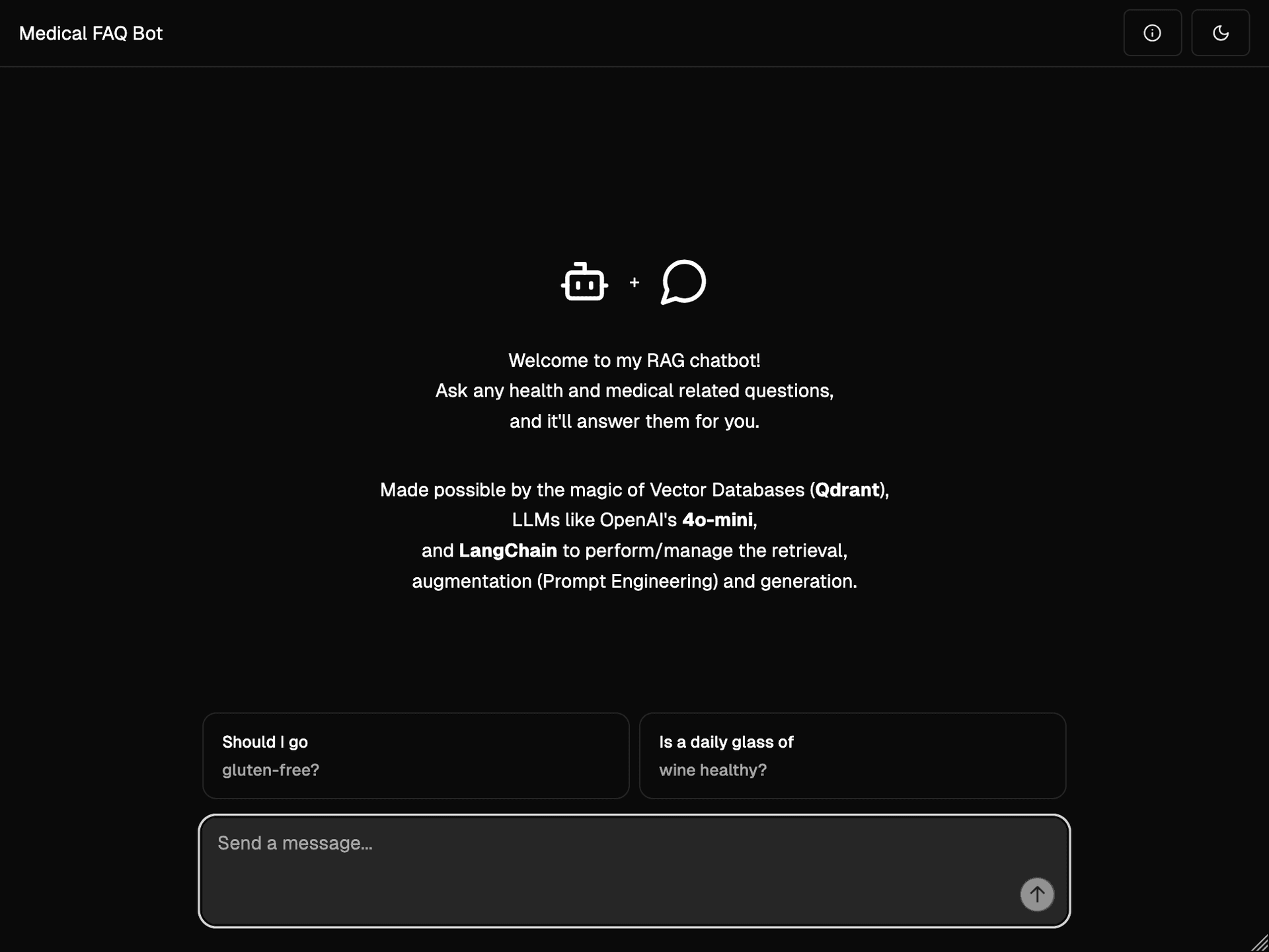 MedQuAD RAG 机器人首页界面